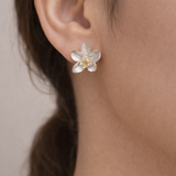 Bloom Bluish White Flower Stud Earrings | Minimalist Floral Earrings