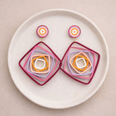 Geometric round quilling drop earrings lightweight statement jewelry