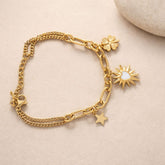Celestial Charm Gold Link Bracelet