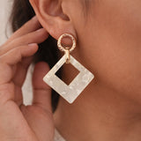 Lightweight geometric marble resin earrings for women