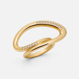 Adjustable gold finger ring for women open design crystal ring