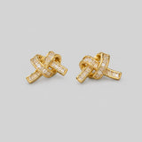 Gold crystal knot minimal earrings