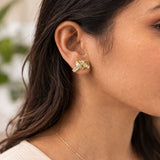 Gold knot stud earrings women sparkling statement jewelry