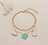 cute charm beaded bracelet with pearls and colorful charms delicate everyday bracelet