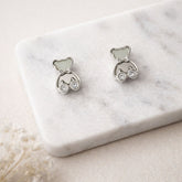 Cute teddy bear stud earrings with crystal stones