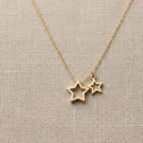 minimal double star pendant necklace