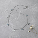 silver evil eye protection necklace with blue stones minimalist jewellery