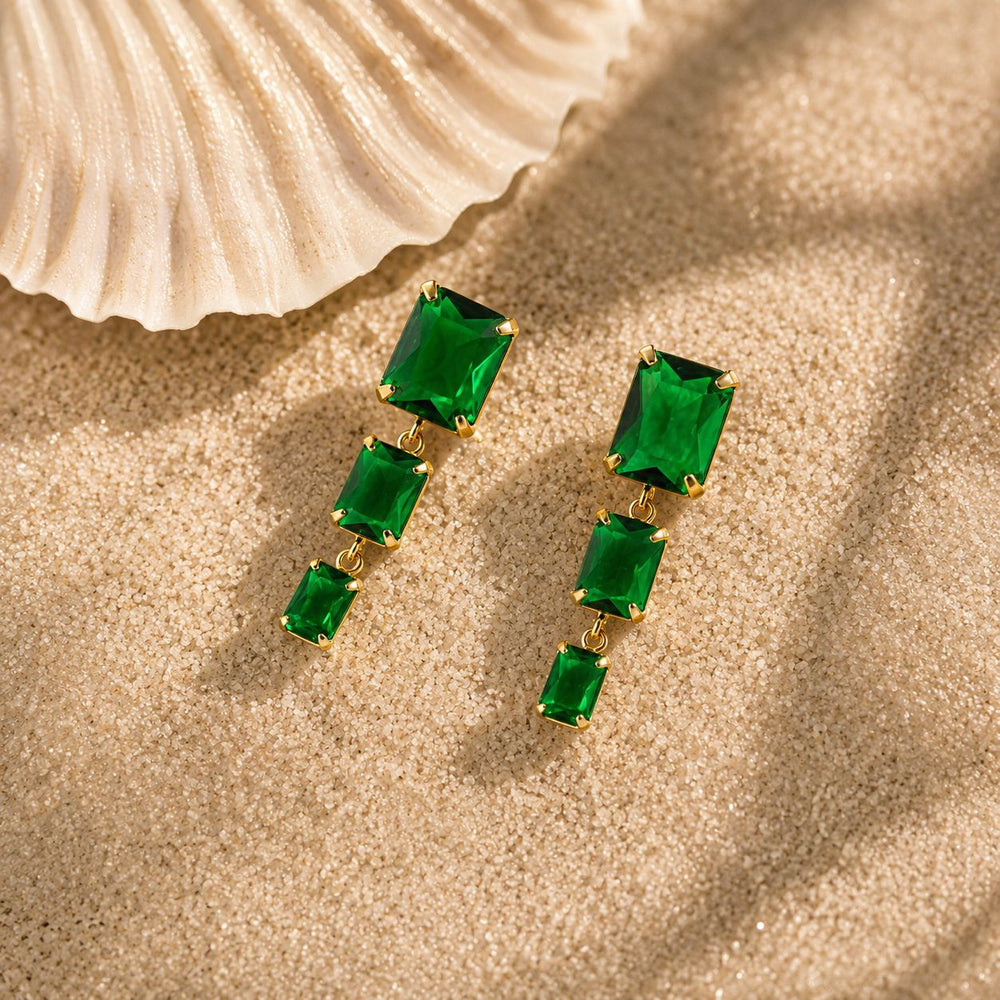 Gem Cascade drop earrings with rectangular stones