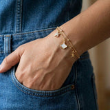 delicate everyday gold charm bracelet for women