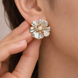 Floral pearl earrings women wedding party jewelry elegant studs
