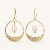 Elegant gold hoop earrings with pearl drop women