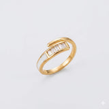 Adjustable crystal gold ring for women minimal open finger ring