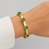 Stylish green gemstone bracelet women statement jewelry