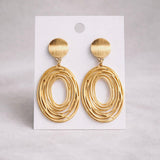 Modern layered oval earrings women silver gold jewelry
