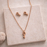 gold key jewellery set with necklace and earrings