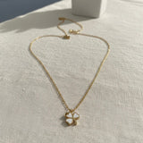 Dainty lucky clover necklace for women with gold chain