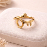 Gold minimalist key design adjustable ring for women jewelry
