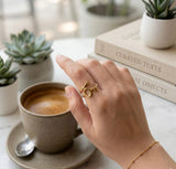 Gold key design anti tarnish
adjustable ring