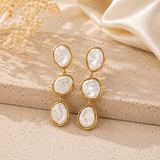 Pearl statement drop earrings for women in gold tone