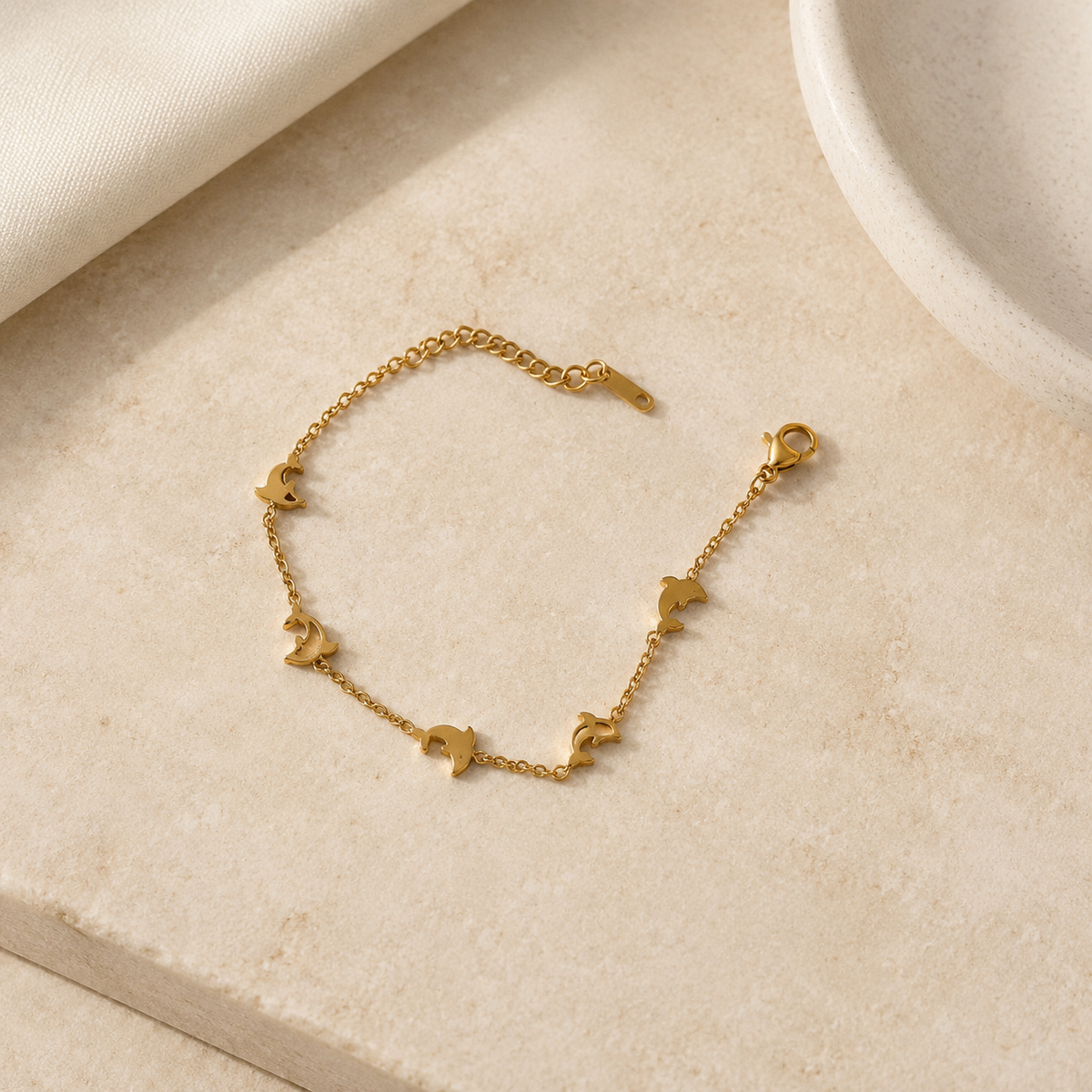 Golden Dolphin Charm Bracelet