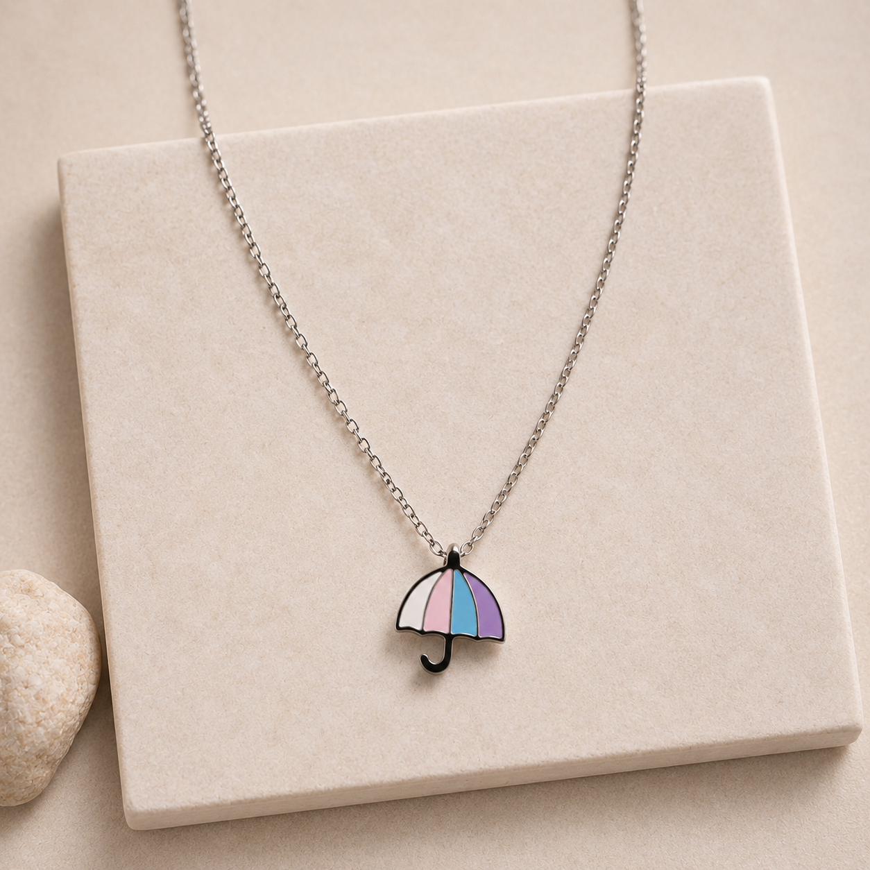 Pastel Umbrella Pendant Necklace