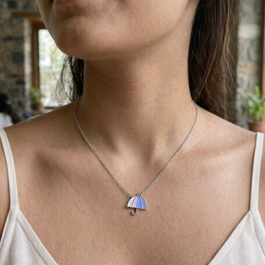Pastel Umbrella Pendant Necklace