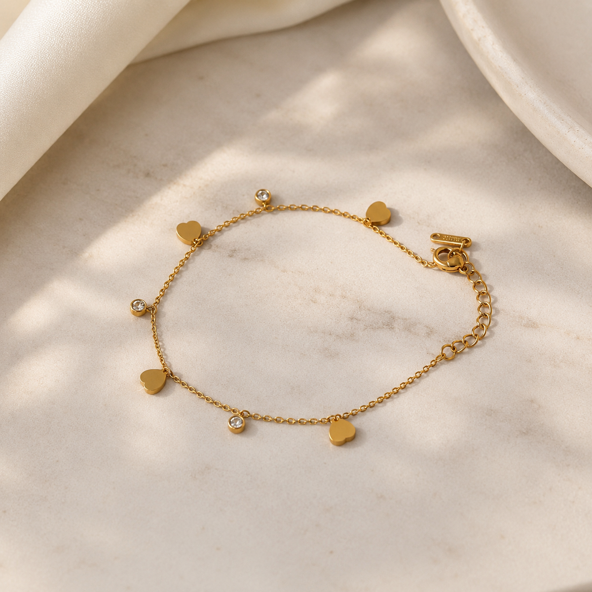 Golden Heart Charm Bracelet