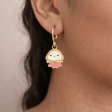 Gold plated kawaii jellyfish drop earrings for women