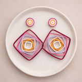Geometric round quilling drop earrings lightweight statement jewelry