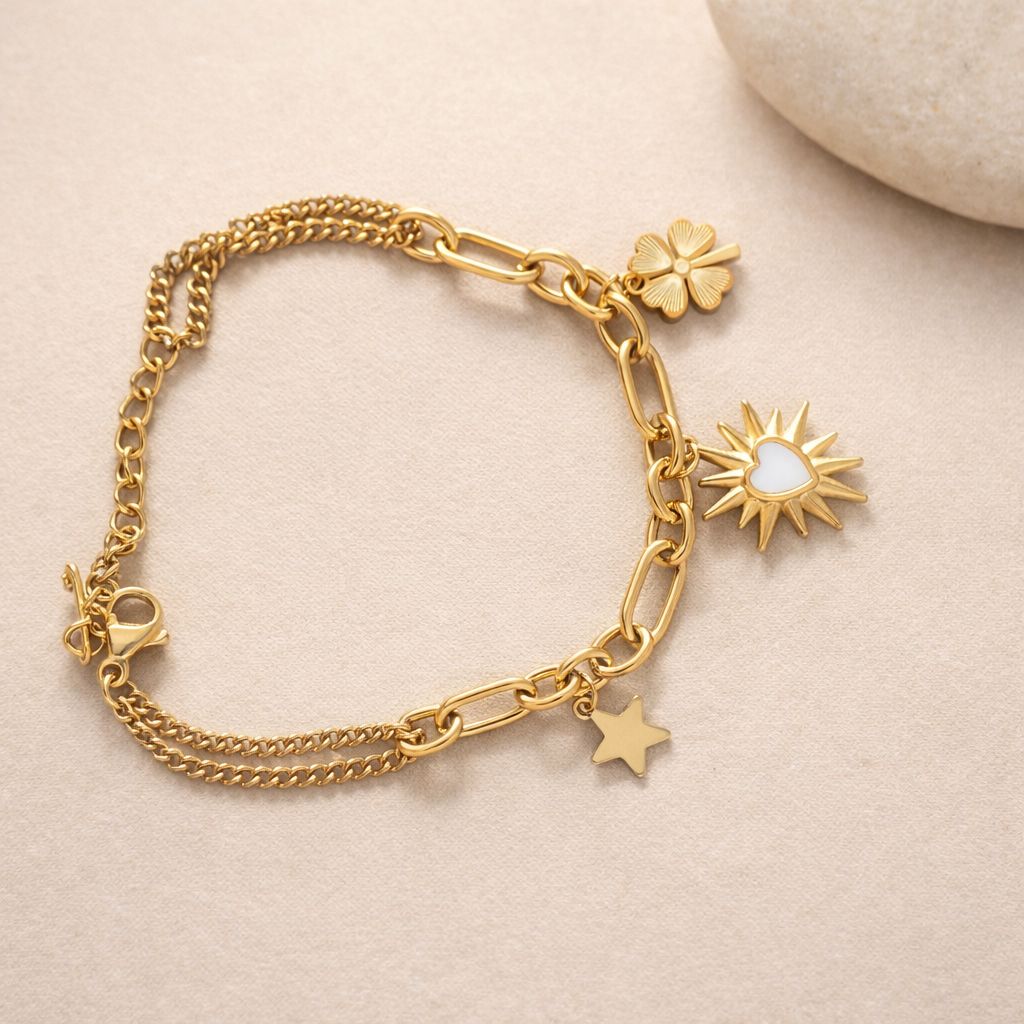 Celestial Charm Gold Link Bracelet