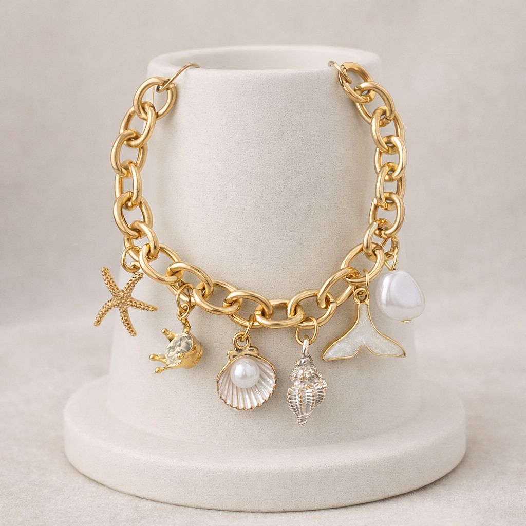 Ocean Inspired Gold Charm Bracelet