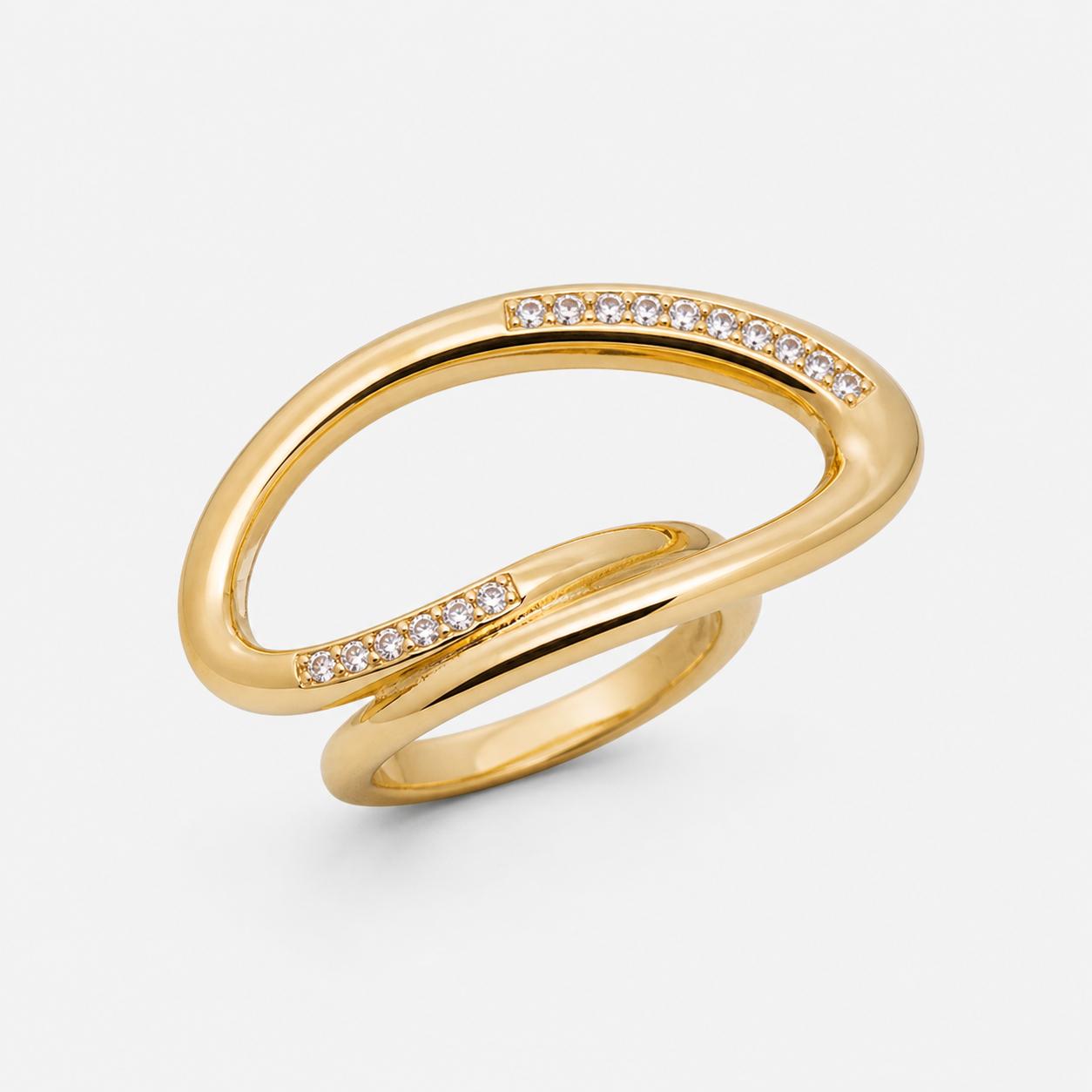 Adjustable gold finger ring for women open design crystal ring