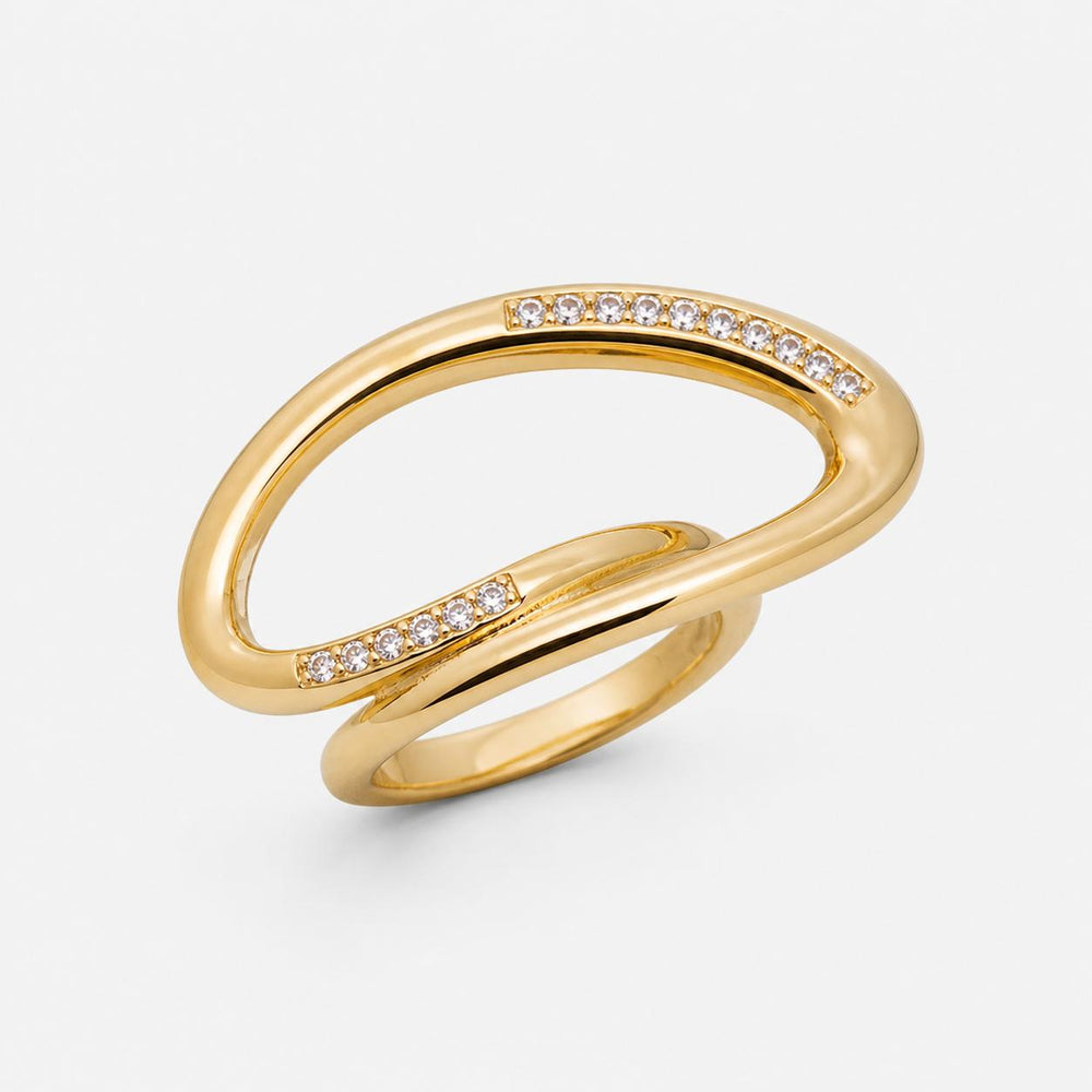 Adjustable gold finger ring for women open design crystal ring