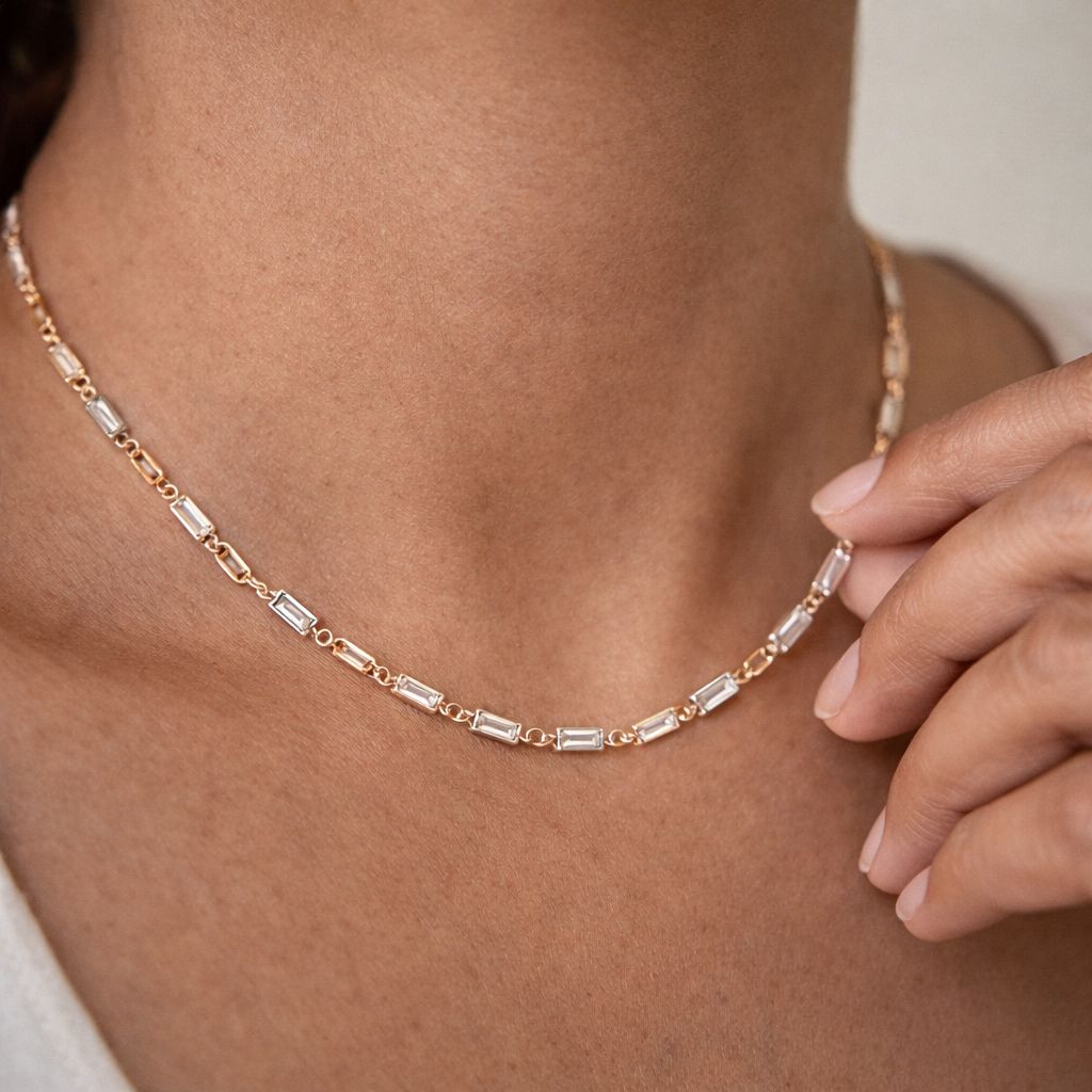 minimal crystal chain necklace