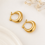 Chunky gold teardrop hoop earrings for women with polished finish
