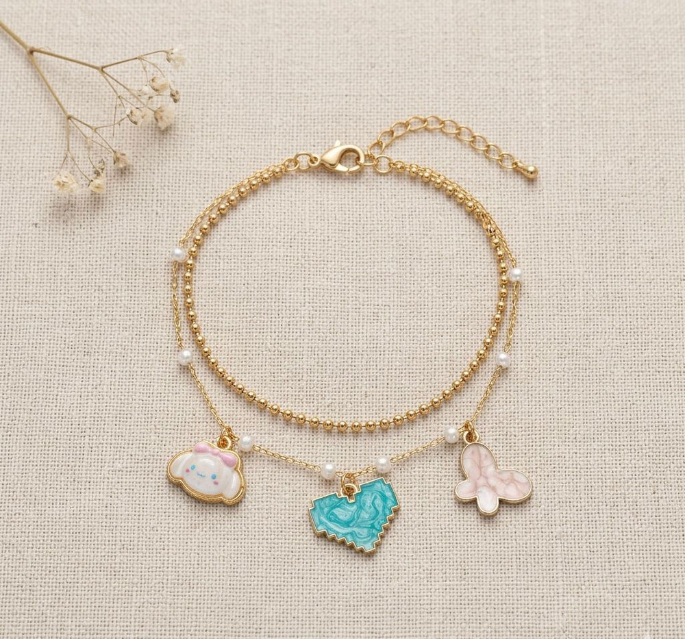 cute charm beaded bracelet with pearls and colorful charms delicate everyday bracelet