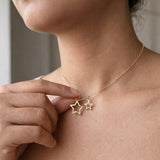 minimal double star pendant necklace gold star charm necklace for women