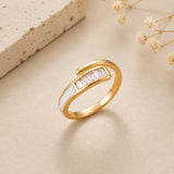 Elegant adjustable finger ring gold minimalist crystal ring
