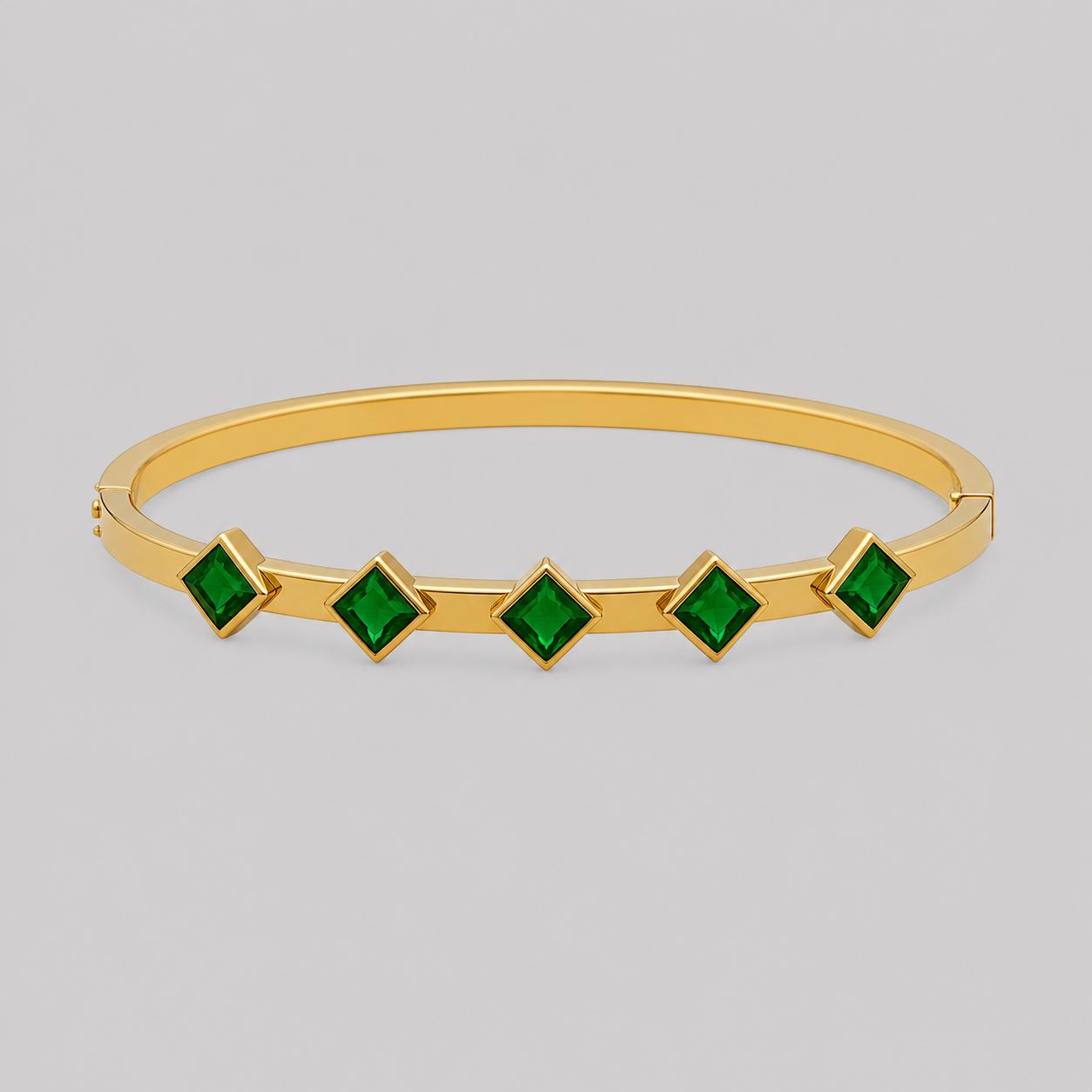 Elegant gold bangle with green stones party wear bracelet