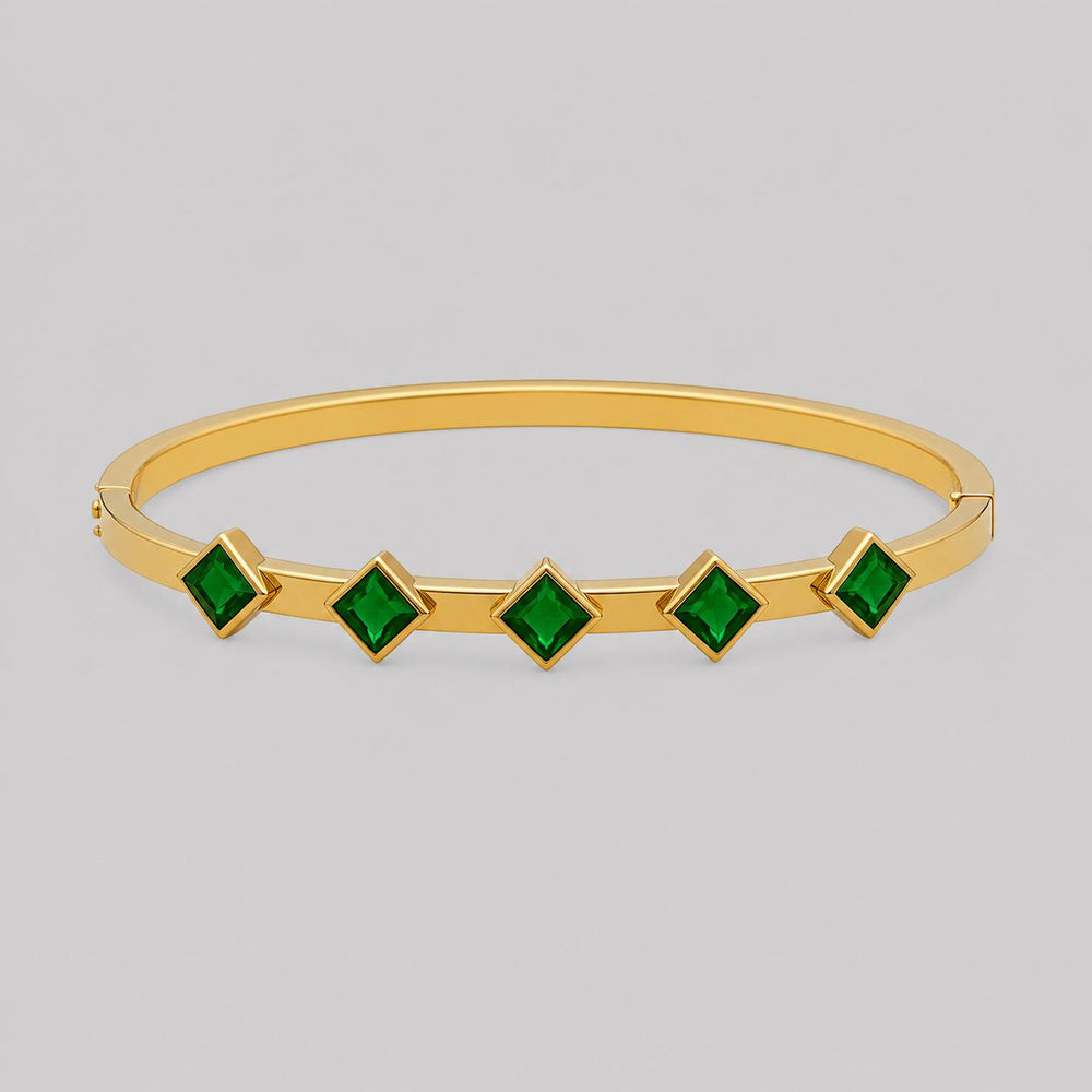 Elegant gold bangle with green stones party wear bracelet