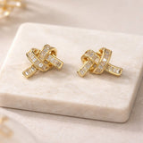 Crystal knot stud earrings gold elegant jewelry for women