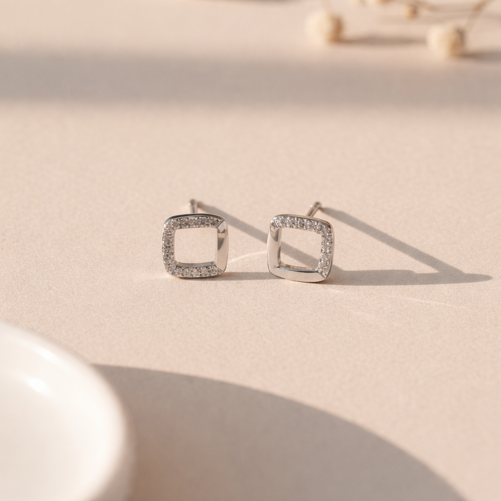 Minimalist geometric stud earrings with crystals elegant jewelry