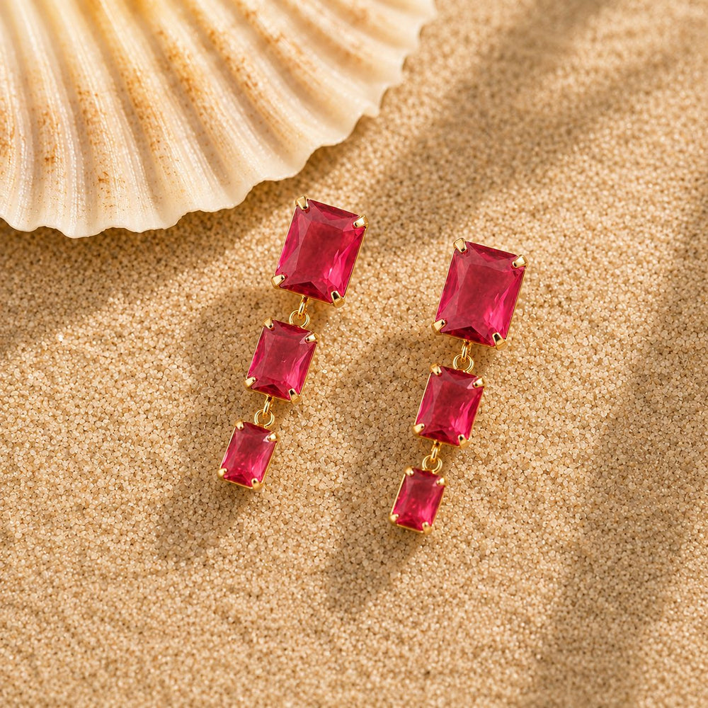 Festive statement earrings for women with cascading gemstone design
