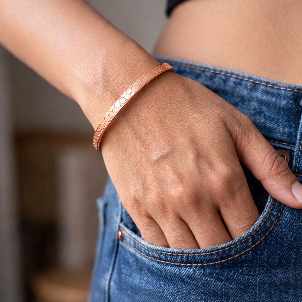 Minimal geometric gold kada bracelet for women