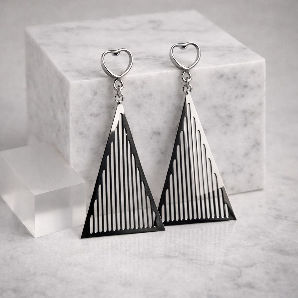 Stylish geometric dangle earrings triangle shape everyday wear