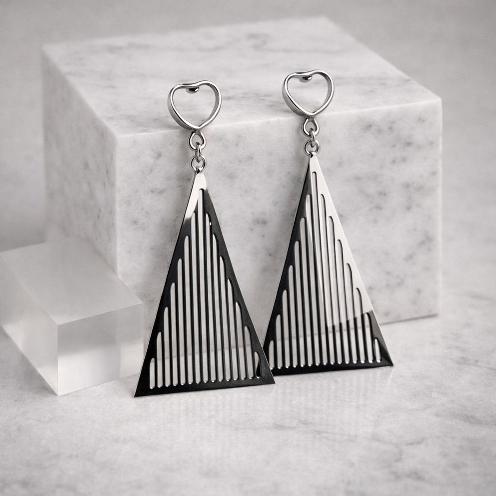 Stylish geometric dangle earrings triangle shape everyday wear
