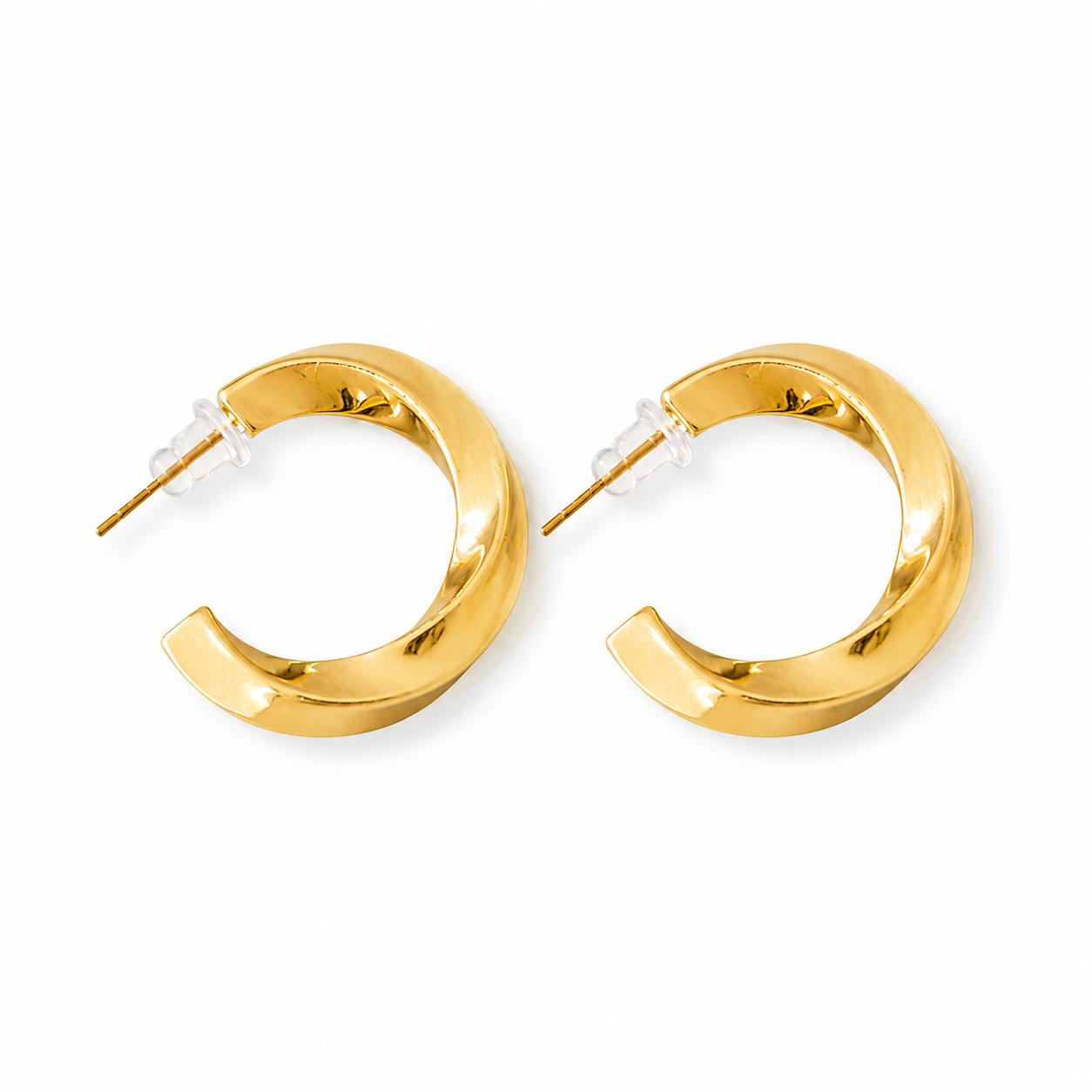 Lightweight glossy hoop earrings for women with polished gold-tone finish