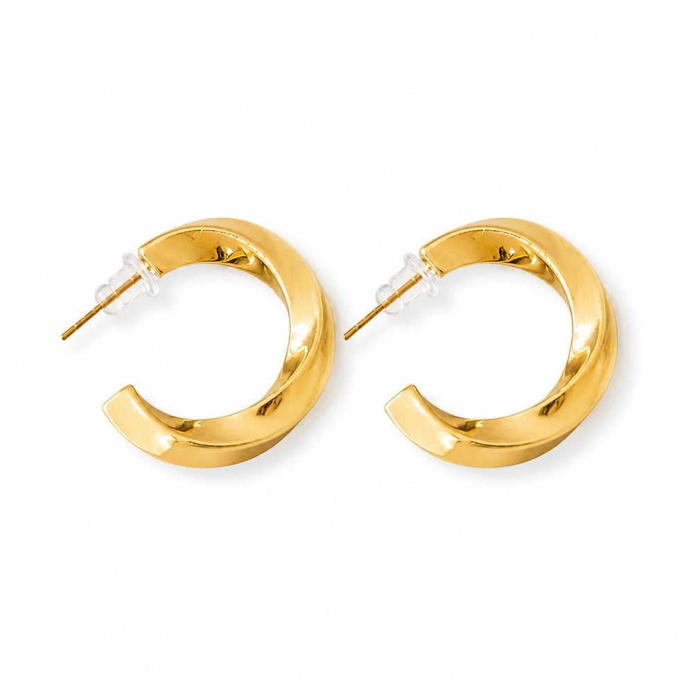 Lightweight glossy hoop earrings for women with polished gold-tone finish