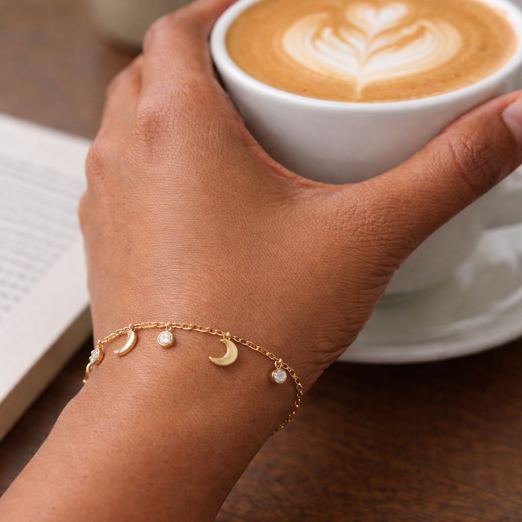 moon charm adjustable bracelet for women
