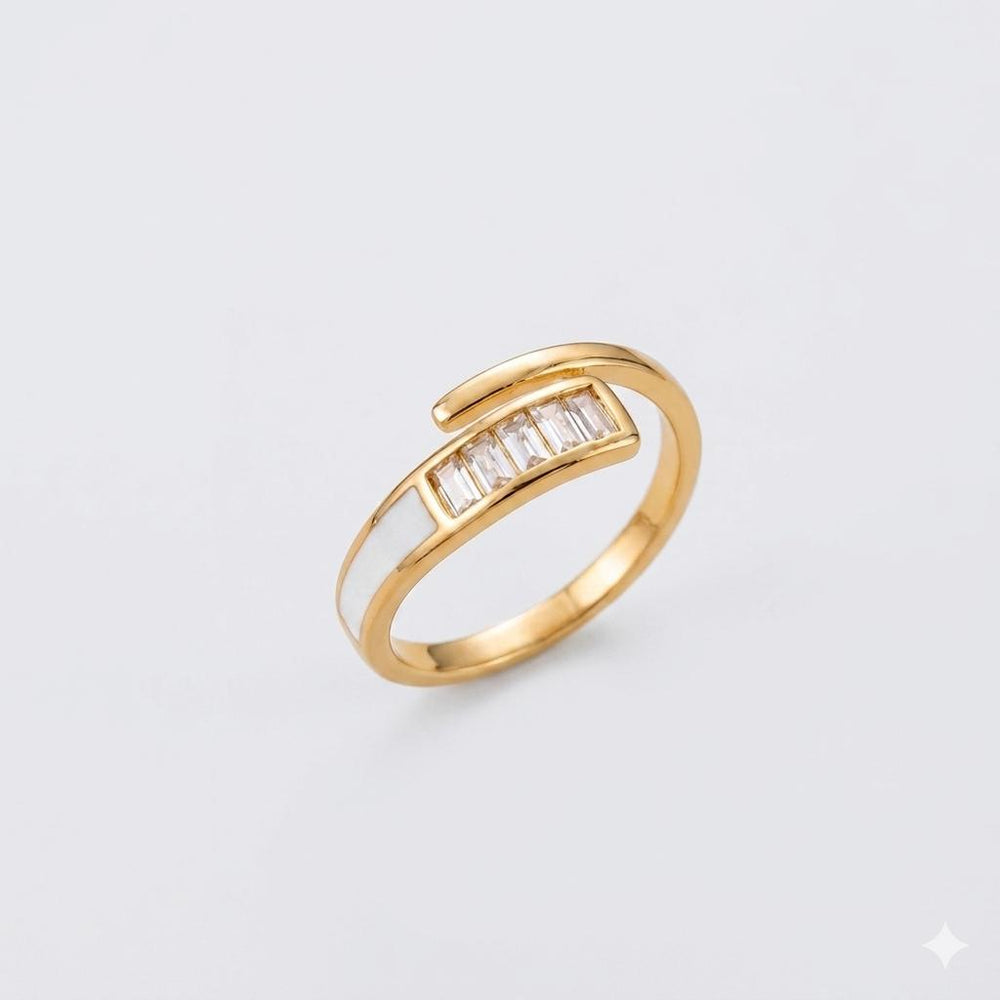 Adjustable crystal gold ring for women minimal open finger ring